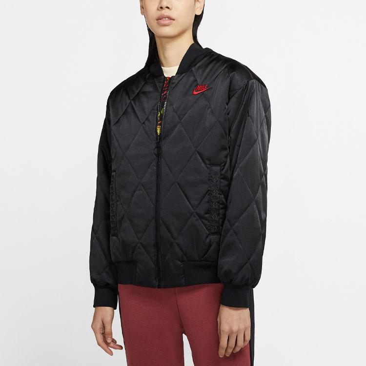 Nike Sportswear Synthetic-Fill Satin Collar Sports Warm Cotton Jacket Winter Women Jacket Black CU3664-010