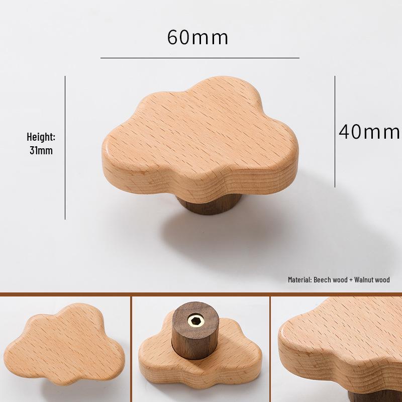 Solid Wood Cartoon Drawer Pull Knob for Children's Room