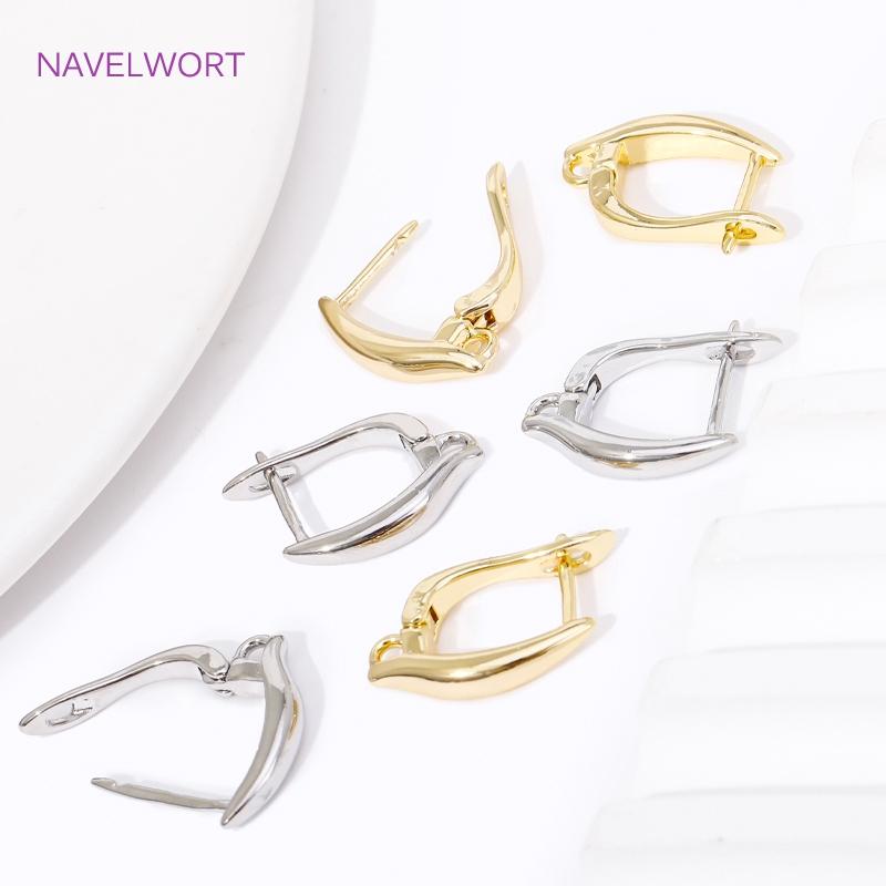 DIY Earring Making Accessories 18K Gold Plated Smooth Earring Hook Clasps Brass Metal Earwires Hooks,Jewelry Making Supplies