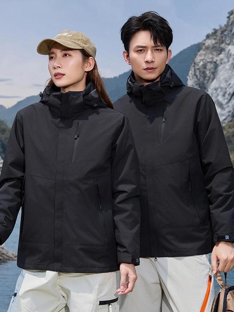 Unisex Windproof Jacket with Detachable Hood – Custom Print for Team Building & Workwear for Spring/Autumn