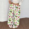 Women's Casual Christmas Print Elastic Waist Loose Fit With Plush Wide Leg Pants