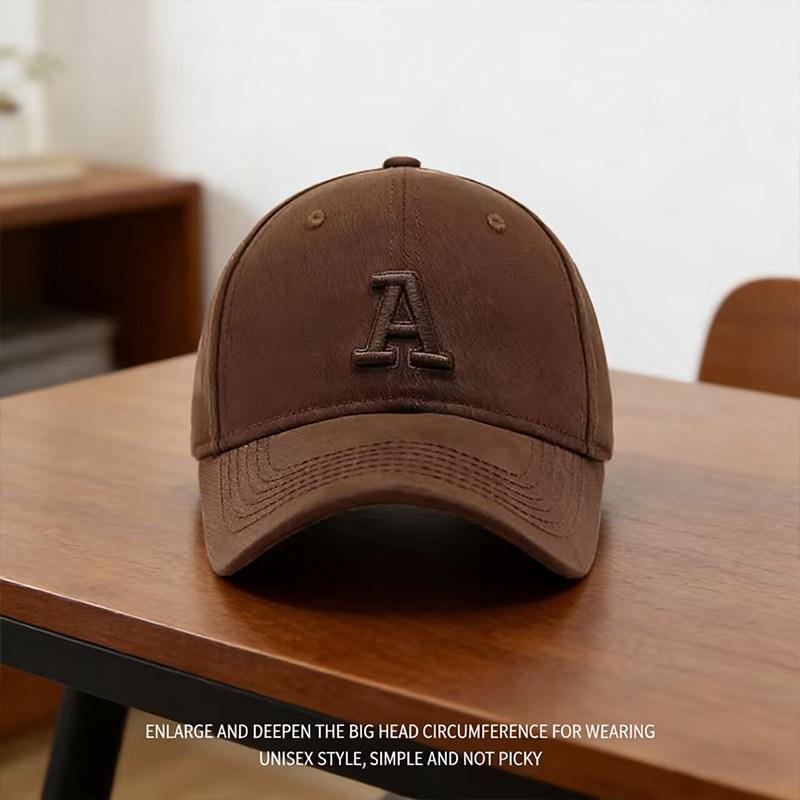 Embroidery A letter baseball cap female hard top showing face small versatile casual cap male ins trendy brand
