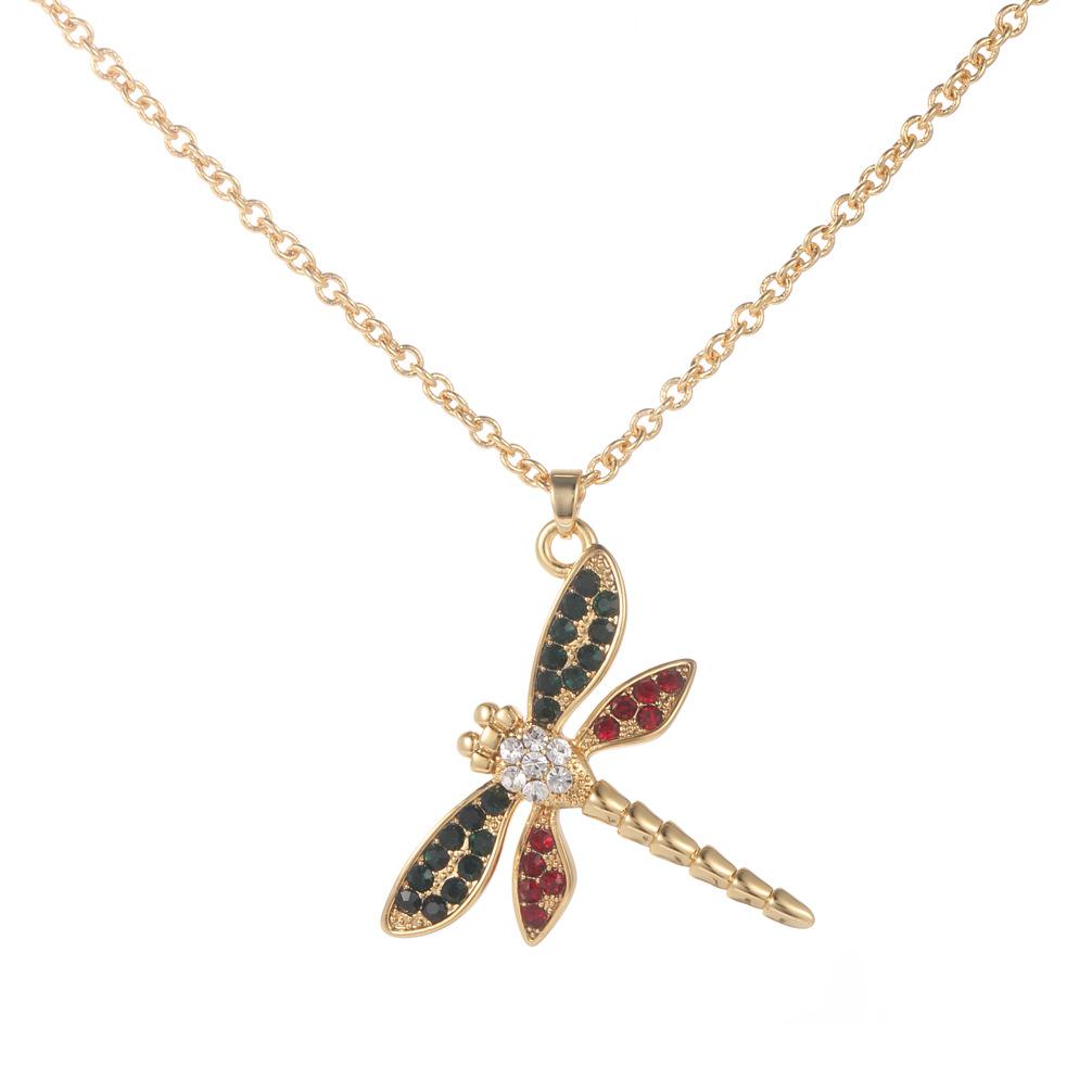 

Модное ожерелье женское простое инкрустированное цветным цирконием стрекоза цепочка на шею женское ювелирное изделие Циндао высокого класса ниша