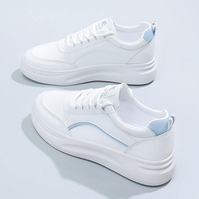 Korean Style Women's Platform Sneakers - Spring 2024 Casual White Shoes
