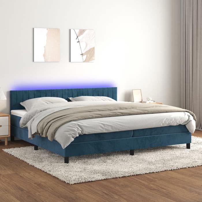 Maison Exclusive - Sommier à lattes de lit avec matelas LED Bleu foncé 200x200 cm