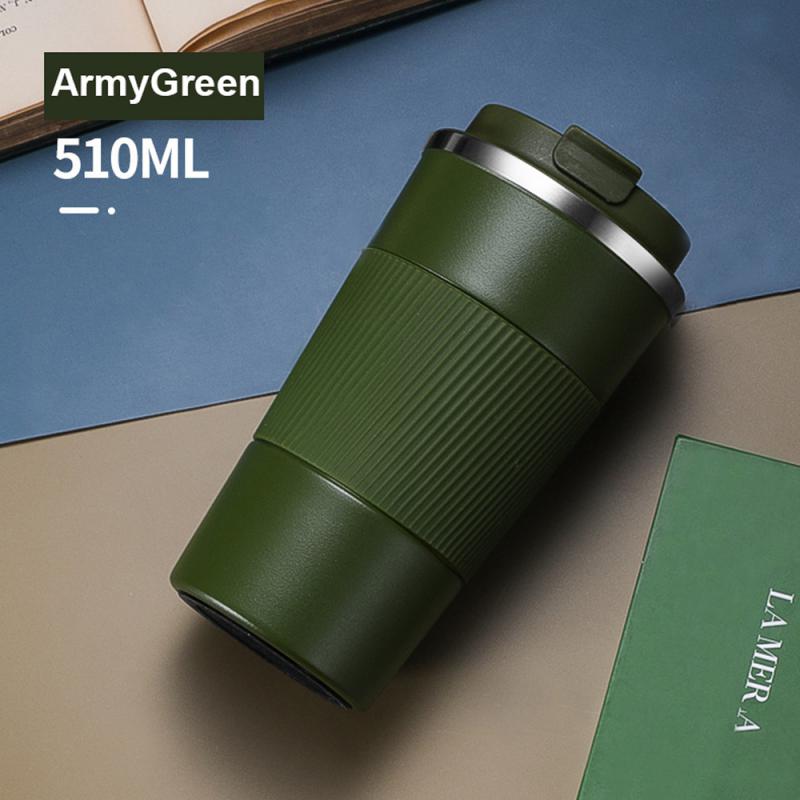 380ml/510ml Coffee Thermos Mug Leak-Proof Non-Slip Car Vacuum Flask Travel Thermal Cup Double-wall Stainless Steel Water Bottle