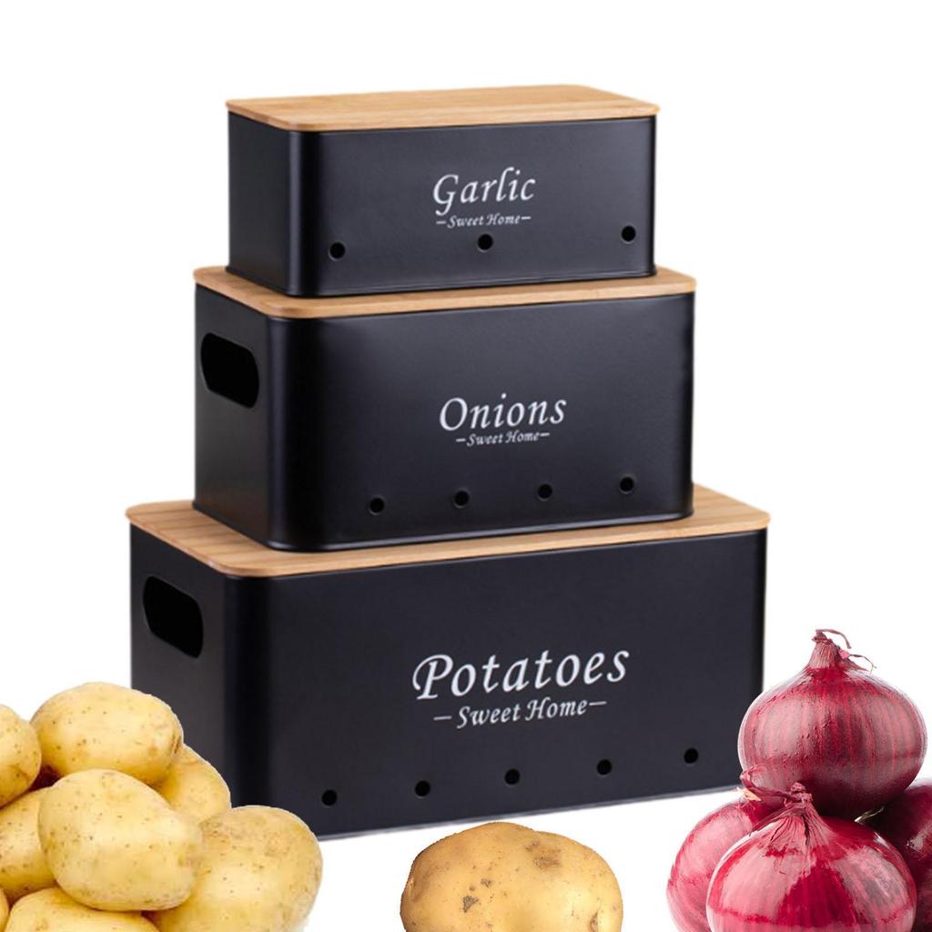 3 Pack Potato Onion Storage Canisters for Kitchen Use