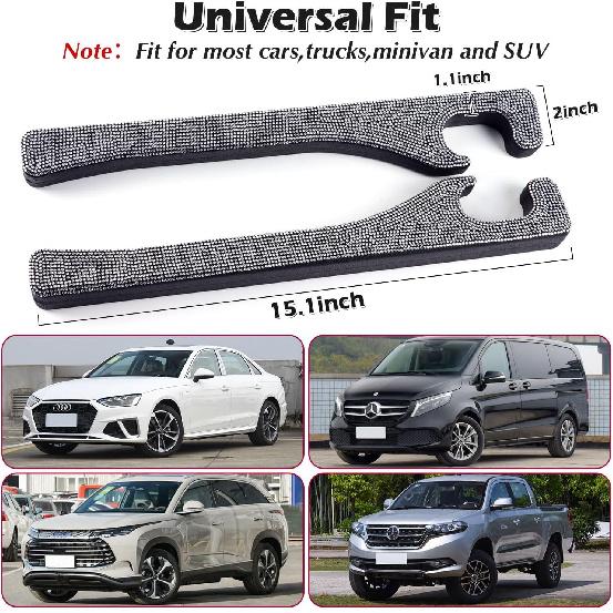 Briwill Bling Car Seat Gap Filler, 2 Pack Universal Fit For Car SUV Truck Handmade Crystal Rhinestone Diamond Car Gap Filler Bling Car Accessories
