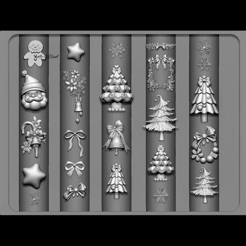 3D Silicone Nail Mold for DIY Nail Art Christmas Tree Snowman Gingerbread Man Transparent Design Template Manicure Tool