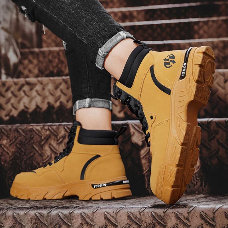 Módní zimní pánské boty Plyšové teplé sněhule Módní vysoké boty PU kůže Ležérní boty Plus sametové teplé bavlněné boty Botas Hombre