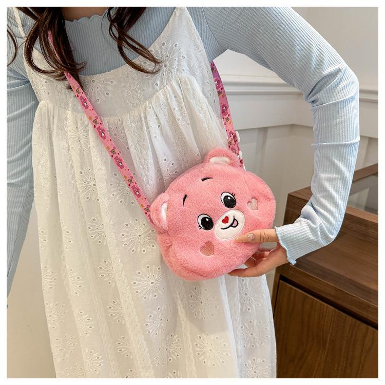 Cartoon Plush Bear Crossbody Travel Casual Shoulder Phone Purse Bag Portable Zipper Pouch