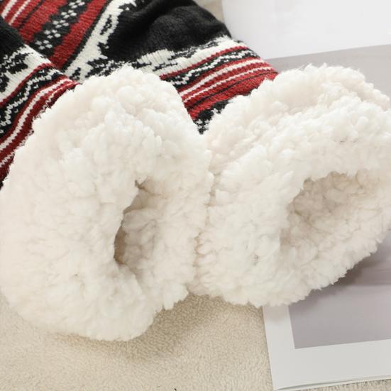 Ultra-thick Cashmere Slipper Socks Winter Warm Fuzzy Home Socks with Non-Slip Silicone Grips for Women Men