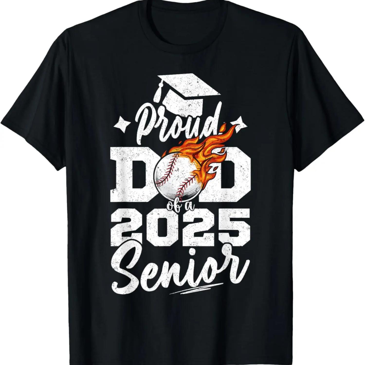 Proud Dad Of A 2025 Senior Baseball Graduate Baseball Parent T-Shirt S чёрный