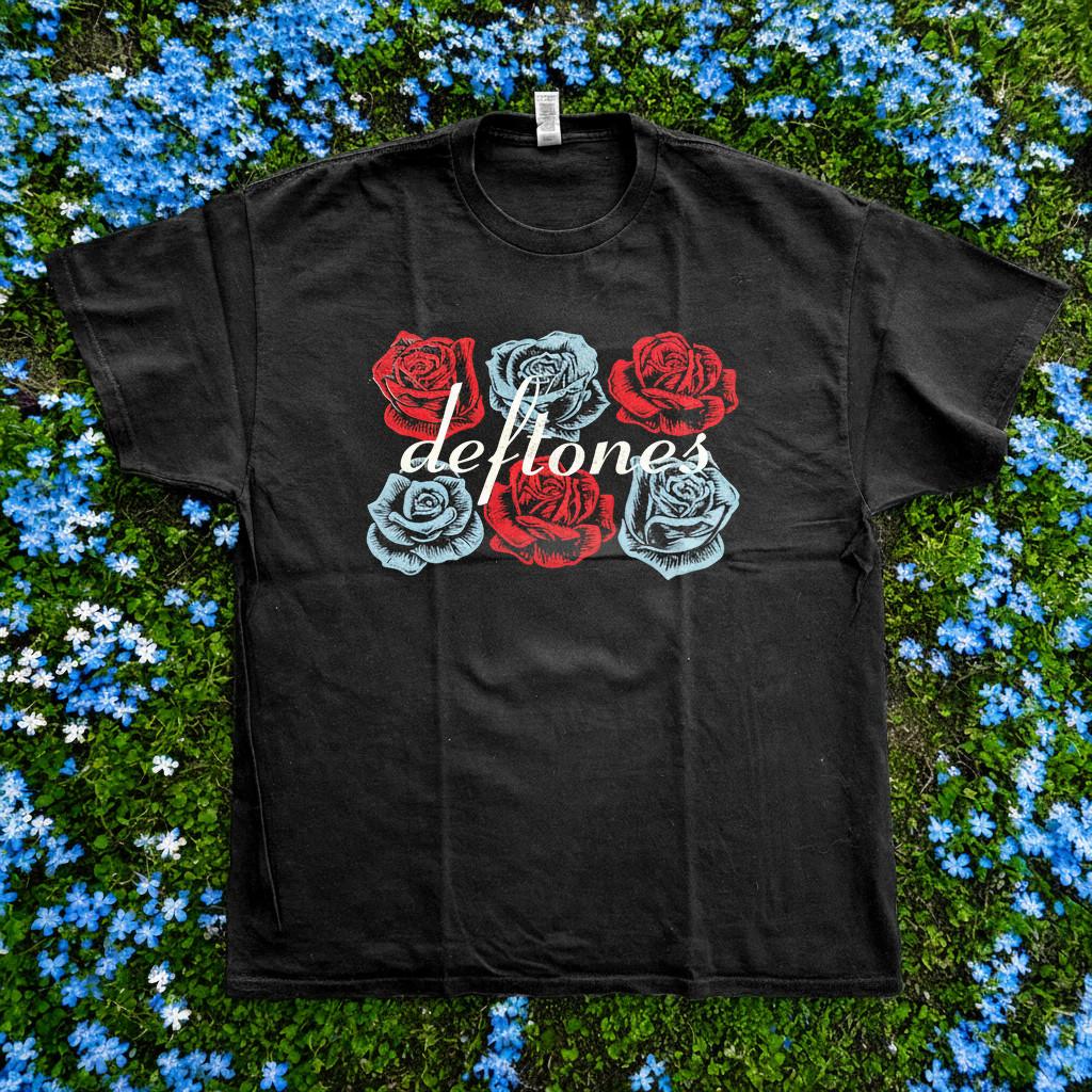 Deftones Rose Vintage Style Black Cotton T-shirt