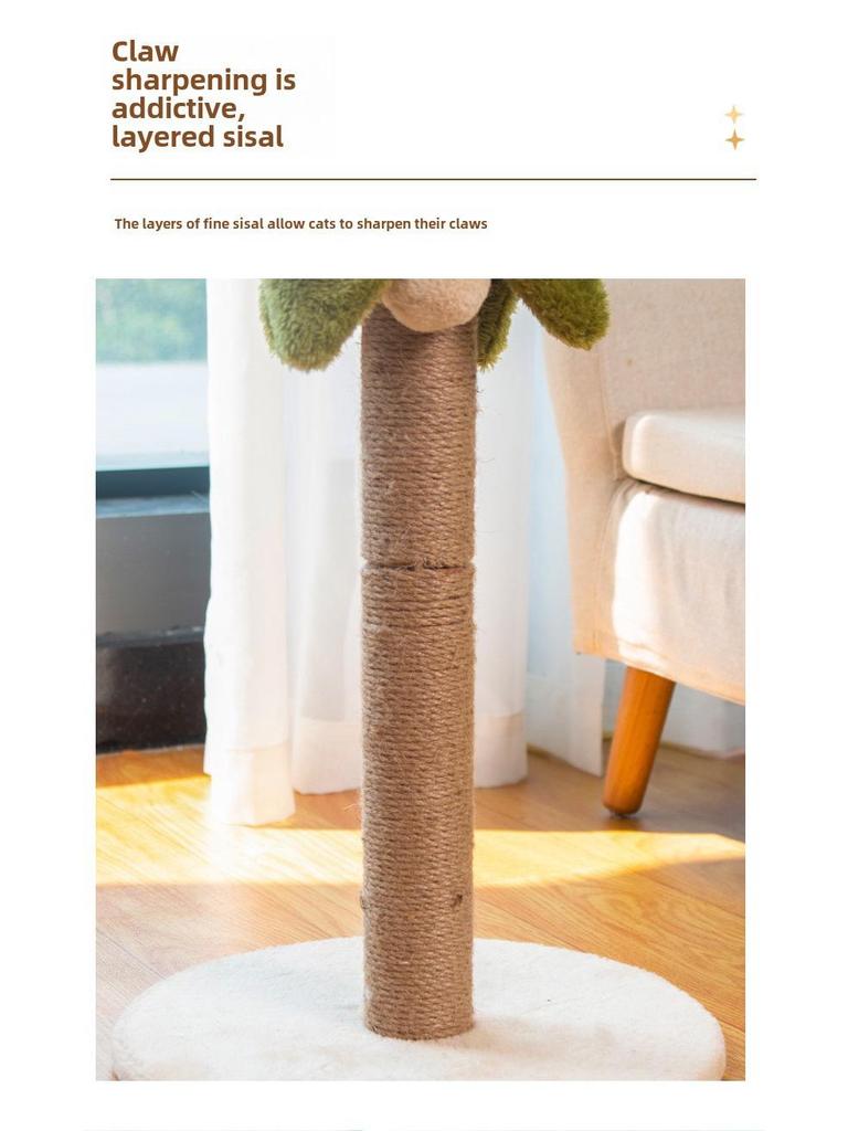 Coconut Tree Cat Climbing Frame & Sisal Scratching Post - No Mess, Space-Saving Cat Toy