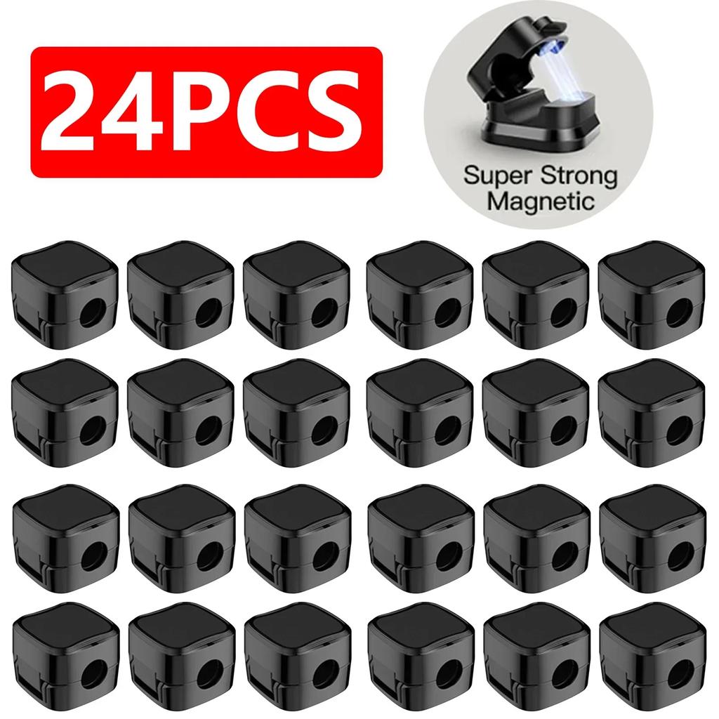 24/12/6PCS Magnetic Cable Organiser Clips Cable Management Wire Manager Cord Holder Charging Cable Winder Wall Mounted Hook