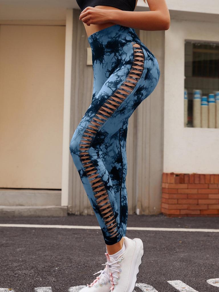 High Waist Hollow Out Yoga Pants – Seamless, Breathable Peach Lift Leggings for Women