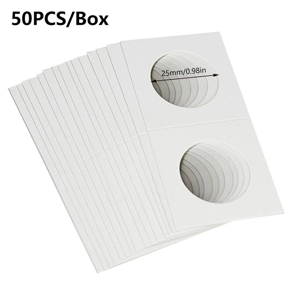 Virwir 50pcs Coin Holders for Collectors Cardboard Coins Flips Sleeves for Coins Storage Supplies for Dollars Penny Quarter Coins Collecting