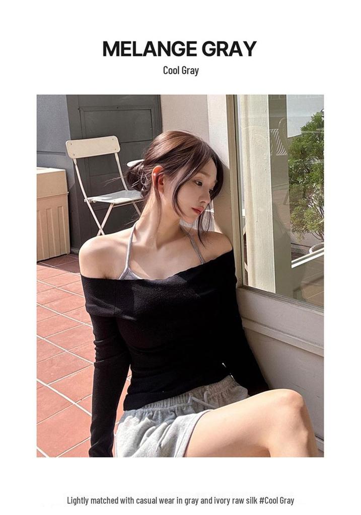 Korean Dongdaemun Sweet & Spicy U-Neck Camisole - Sexy, Slightly See-Through, Halter Short Vest