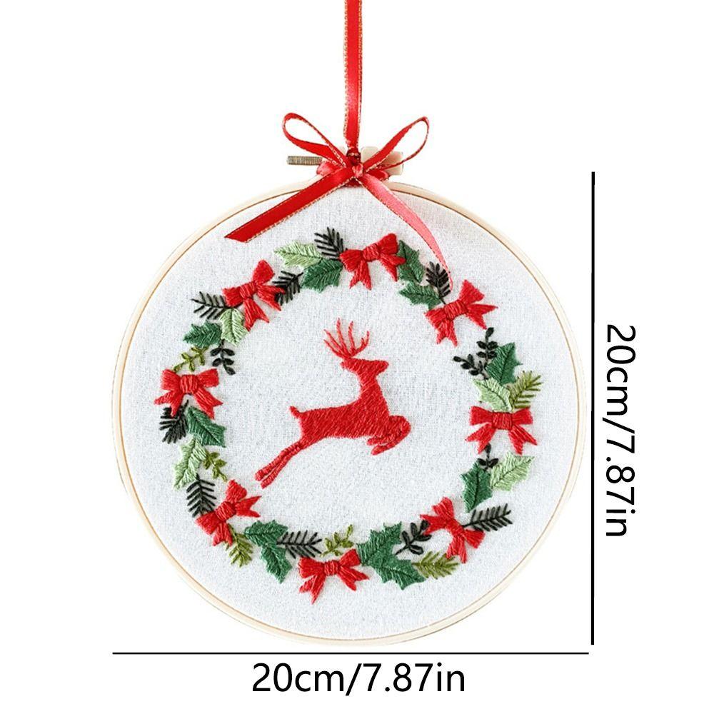 Printed Pattern Christmas Embroidery Kit Handmade Embroidery Starter Kit Practice