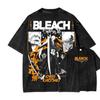 Hot-blooed Anime Bleach Kurosaki Ichigo Manga Graphic Print T-Shirt Men Women Vintage Washed Cotton Summer New Tee Streetwear Fashion Oversized Top