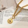 18k Gold Plated Stainless Steel Necklace with OT Buckle and Zirconia Pendant - European & American Style, Colorfast Design for Women