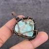 Larimar Handmade Copper Wire Wrap Jewelry Pendant 2.05" U4j06
