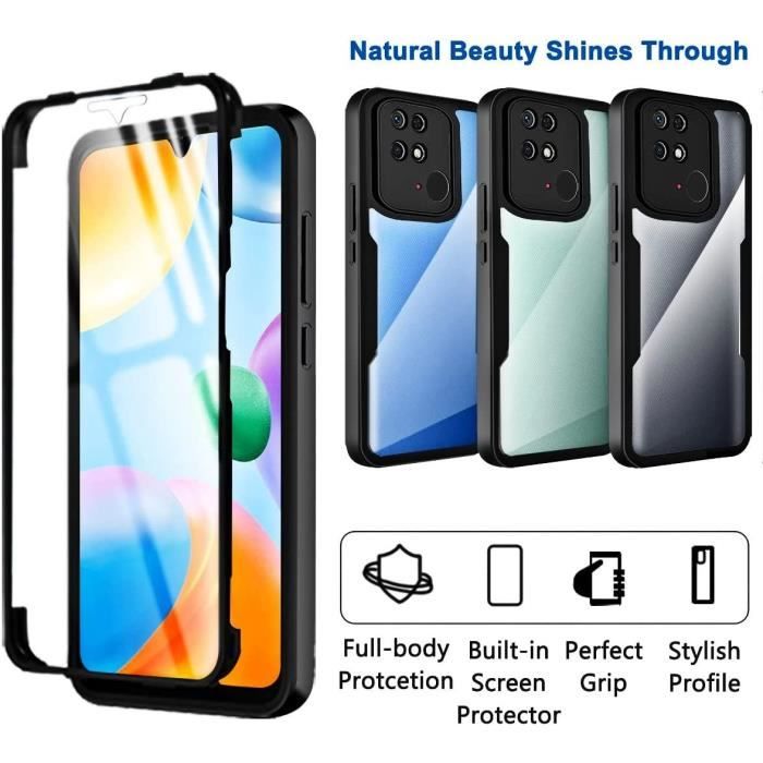 Schutzhülle - E.F.CONNECTION - Für Xiaomi Redmi 10C - 360°-Schutz - Verstärkter Rand - Schwarz