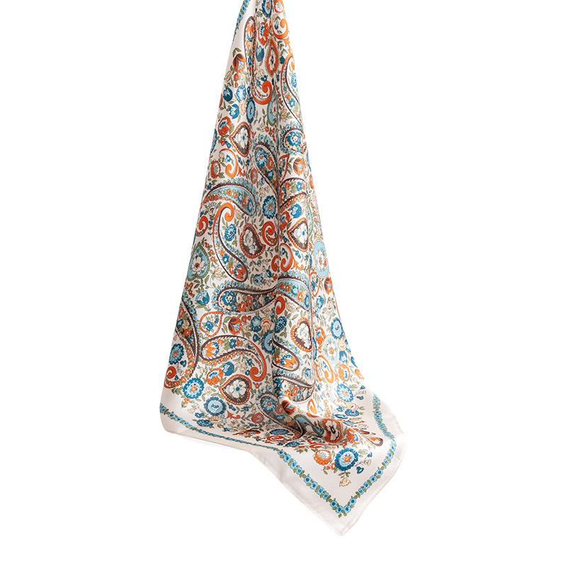 French cashew flower 53cm mulberry silk small square women's spring and summer scarf decorative scarf high-end silk scarf neck
