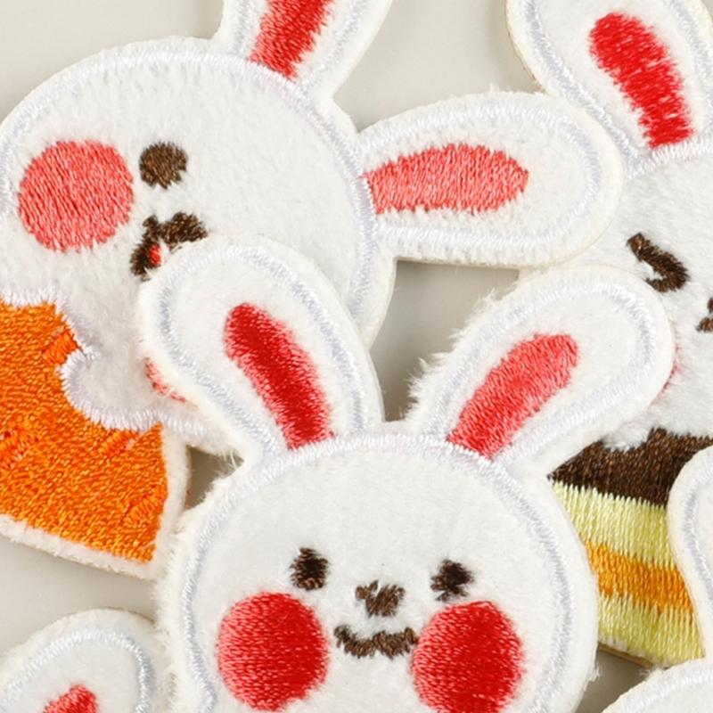 6 Pcs Embroidered Patches Cartoon Rabbits Iron on Patches Applique Patches Animal Sew on Patches Sewing Patches for Hat