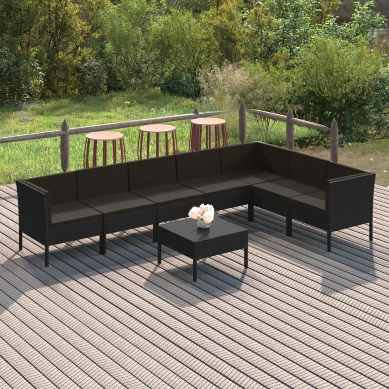 Day and Night - Day and Night Garden Furniture Set 8 Pieces and Black Synthetic Rattan Cushions