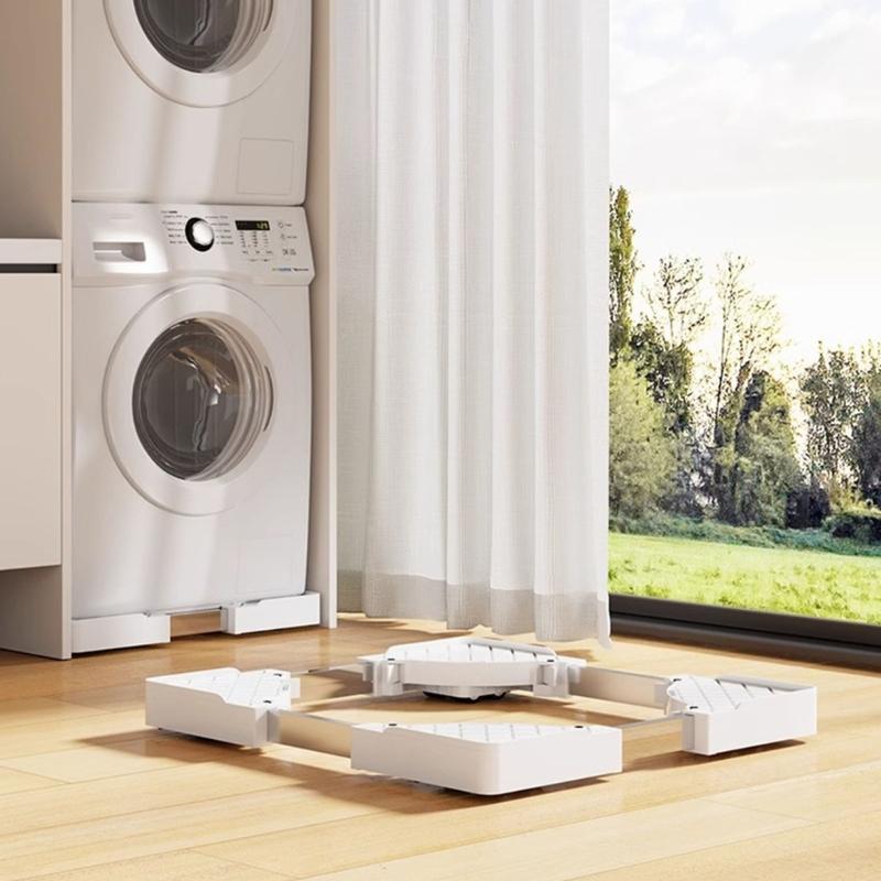 Adjustable Height Laundry Appliance Stand with Rubber Feet Washing Machine Base Holder for 45-70cm Washers Dryers