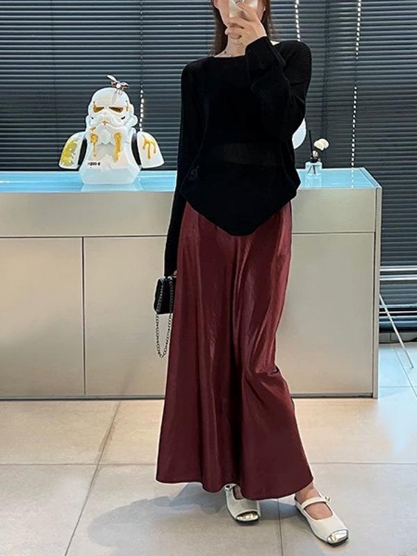 Eleganter Damen-Midirock 2025 aus Acetat-Satin mit Fischschwanz, A-Linie und schmeichelndem Fall
