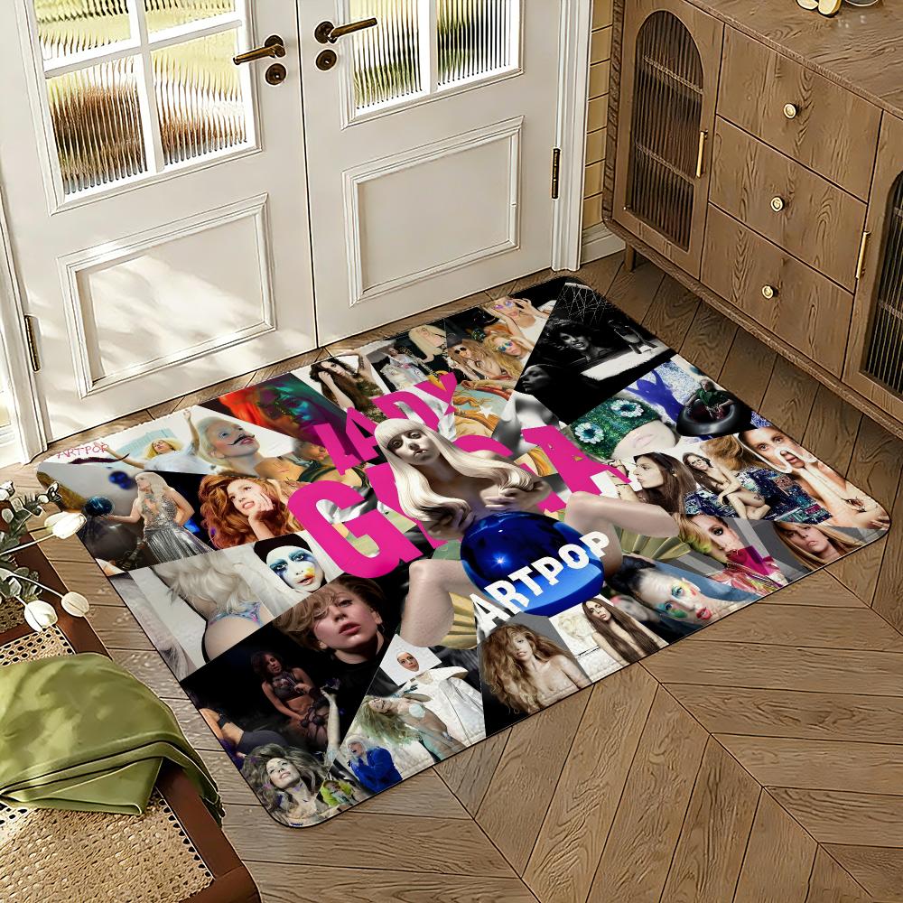 American Singer L-Lady Gaga Mayhem Floor Mat Soft Thickened Absorbent Non-Slip Bedroom Living Room Door Mat Home Flannel Rugs