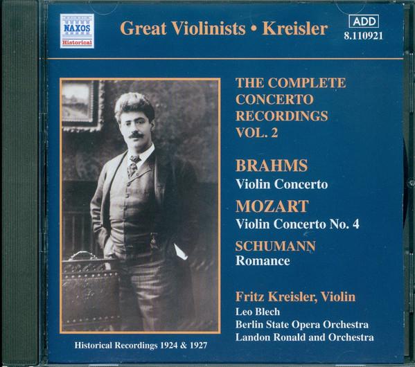 

CD KREISLER, FRITZ, RAUCHEISEN, MICHAE - Mozart / Brahms : Violin Concertos 8110921 Naxos Historica 2000 Canada Classical Used