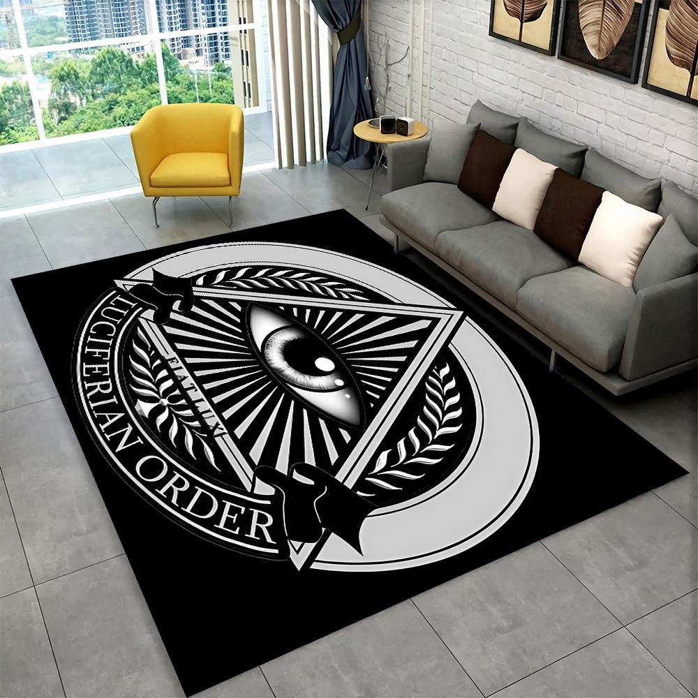 Alfombra de área de anillo Illuminati masónico masón 3D, alfombra de ojo que todo lo ve para decoración de felpudo de sala de estar y dormitorio, alfombra antideslizante