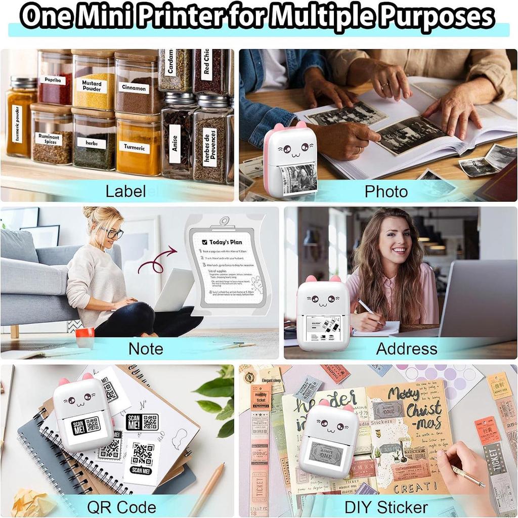 Portable Bluetooth Mini Printer for Students and Home Use