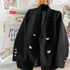 Women's Spring and Autumn High-End Slit Blazer with Turn-Down Collar - Korean Design Fashion Suit Top