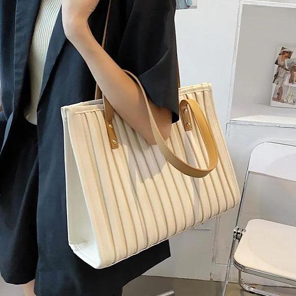 

Женская винтажная сумка на одно плечо, однотонная повседневная плиссированная сумка, простая универсальная сумка-тоут большой вместимости 34*27*12cm