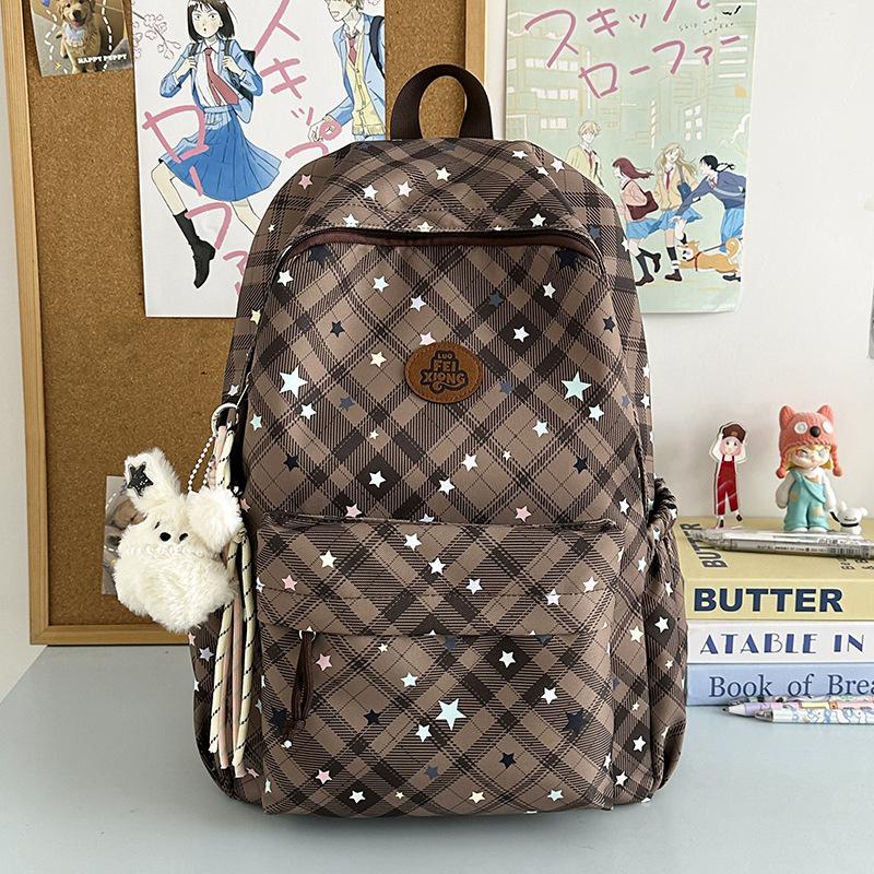 Schoolbag1011 trendy fashion plaid light schoolbag backpack women's large capacity versatile leisure student commuter backpack