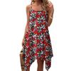 Women's Summer Casual Vintage Floral Print Round Neck Adjustable Suspender Dress With Pockets