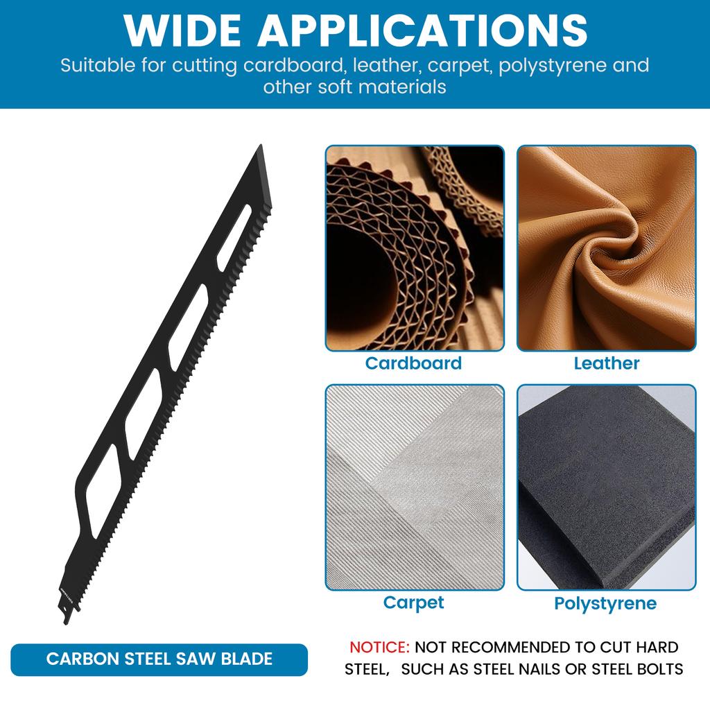1Pc 400mm Reciprocating Saw Blades Saber Saw Handsaw Multi for Cutting Cardboard Carpet Leather Foam Polystyrene Saw Blades Tool