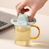 Cartoon Silicone Cup Covers Cute Tea Bag Mug Topper Food Grade Heat-Resistant Mugs Cover Multi-Function Fun Animal Cup Lid with Phone Stand & Tea Bag