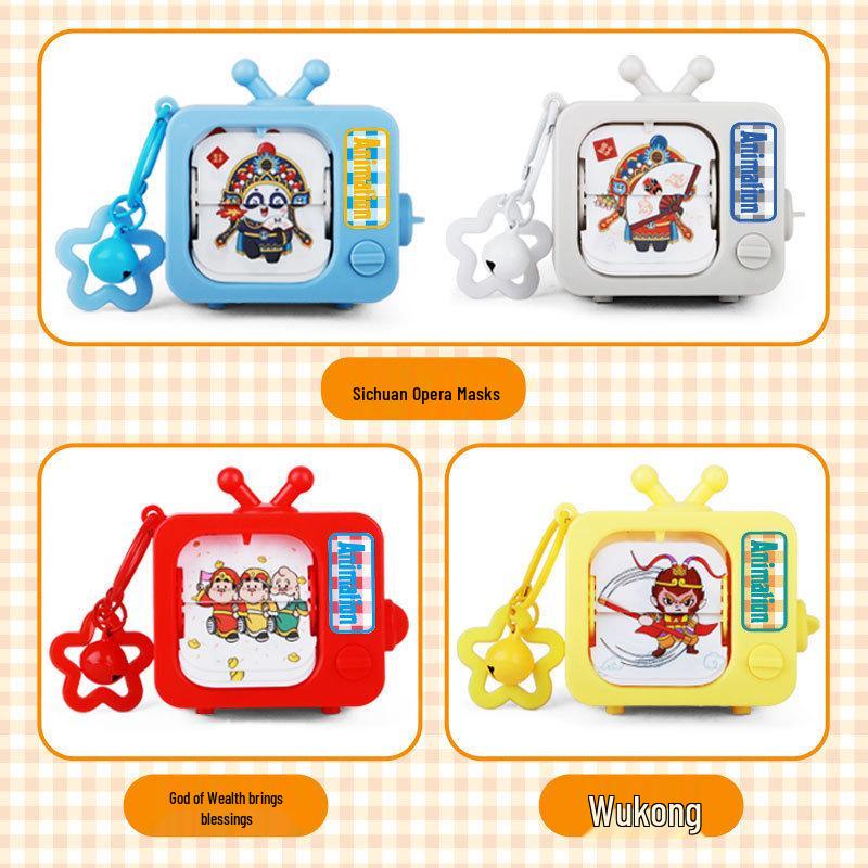 Wukong Face-Changing Animation Keychain: Cartoon Decompression Flip Book Toy & Cultural Gift.