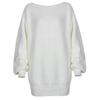 Autumn and Winter Women's Long Sleeve One-Line Neck Casual Loose Knitted Sweater Dresses