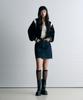 Leathery Corduroy Varsity Teddy Jacket [Black]