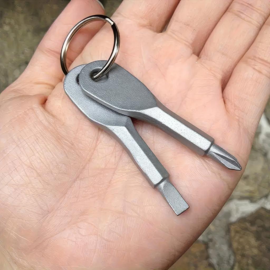 1-piece Keychain Screwdriver Black/silver, Portable Cross, Straight Screwdriver Keychain Set, Suitable for Daily Use