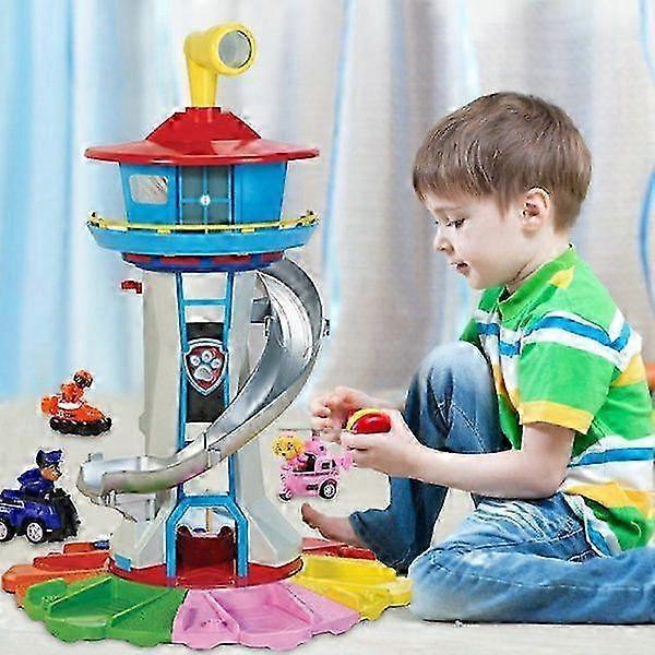 Large Size Interactive Rescue Pup Tower Toy Set - Kids Action Figures Vehicles Boys Birthday Gift