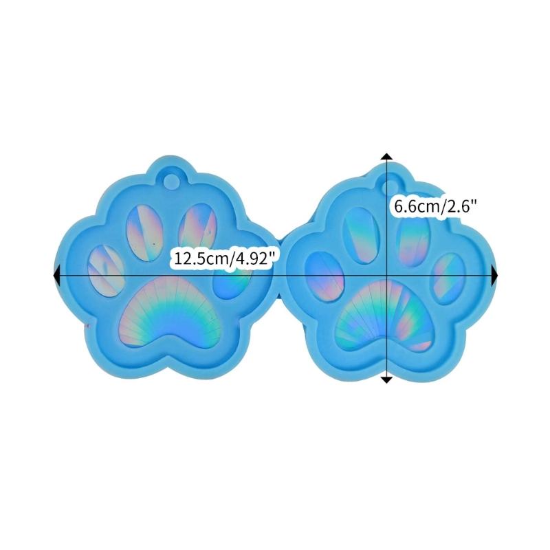 Light and Shadow Keychain Pendant Silicone Molds Cat Paw Holographic Earrings Mold DIY Ornaments Mould for Birthday Gift