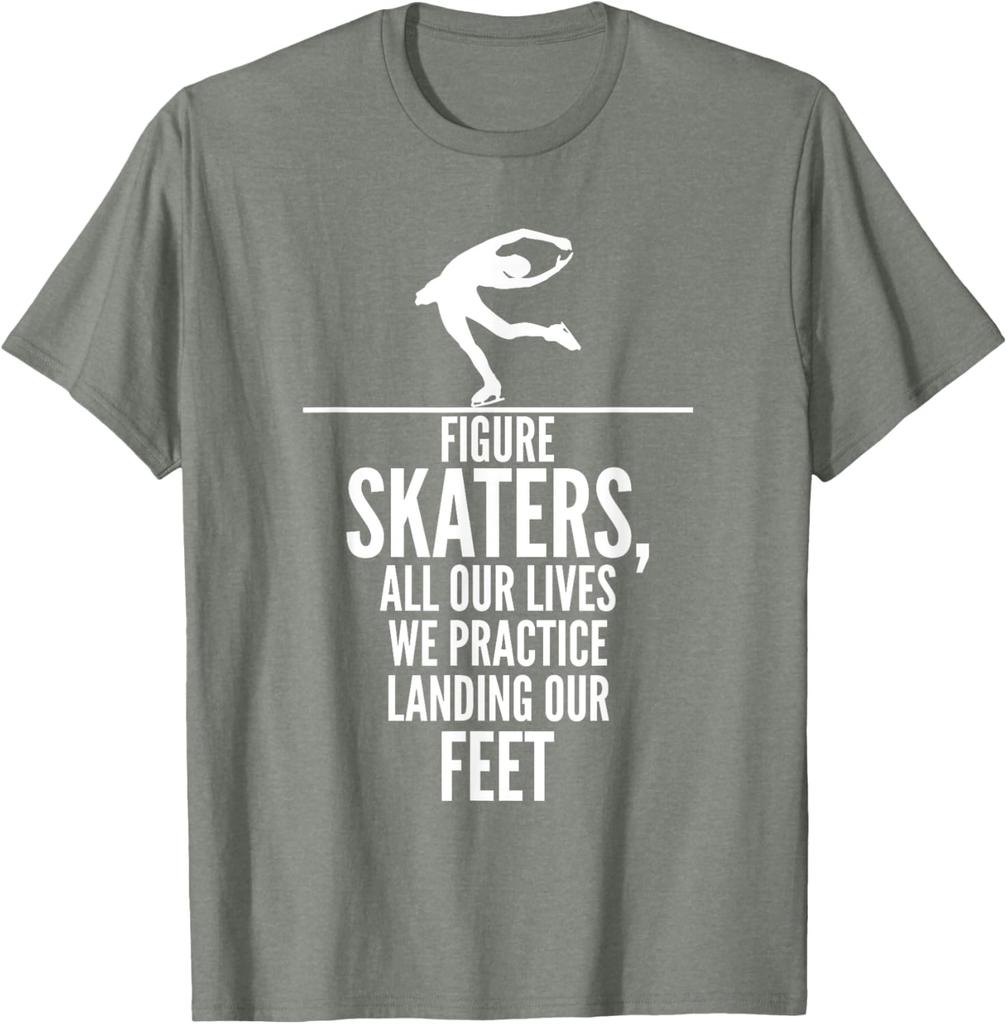 Figure Skaters Practice Landing Funny Graphic TShirt Casual Cotton Tee for Skaters
